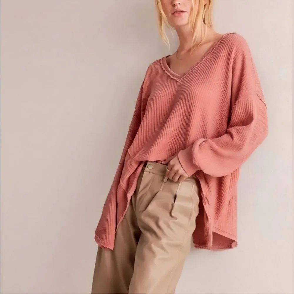 Free People Coraline Thermal V-Neck Top